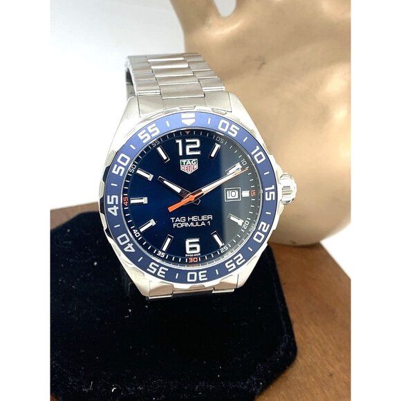 Tag Heuer Men's Watch WAZ1010 Formula 1 Swiss Quartz Blue Dial Silver Steel 43mm - Picture 1 of 13